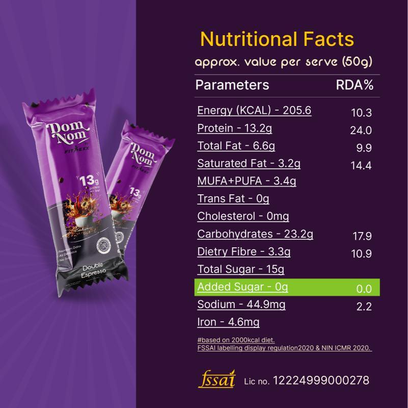 Double Espresso13 Gram Protein Bars,PRO - Tein Bars